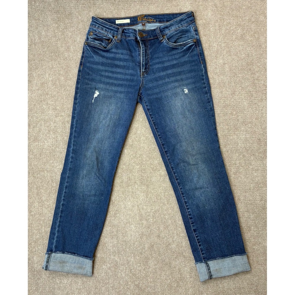 Kut from the Kloth Katy Boyfriend Jeans Medium Wash Distressed Size 6 Womens